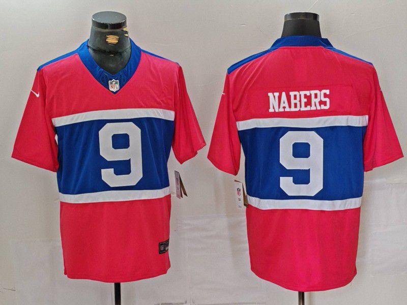 Men New York Giants #9 Nabers Red Three Generations Throwback 2024 Nike Vapor F.U.S.E. Limited NFL Jersey